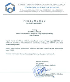 Pengumuman SBMPTN 2021 Polman Bandung